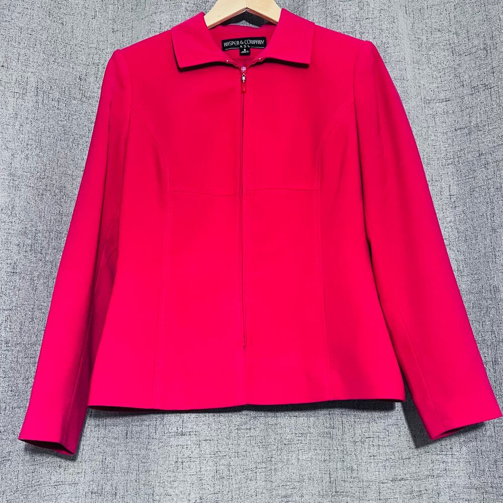 Kasper Company ASL Jacket Women 6 Red Full Zip Blazer Business Office Career